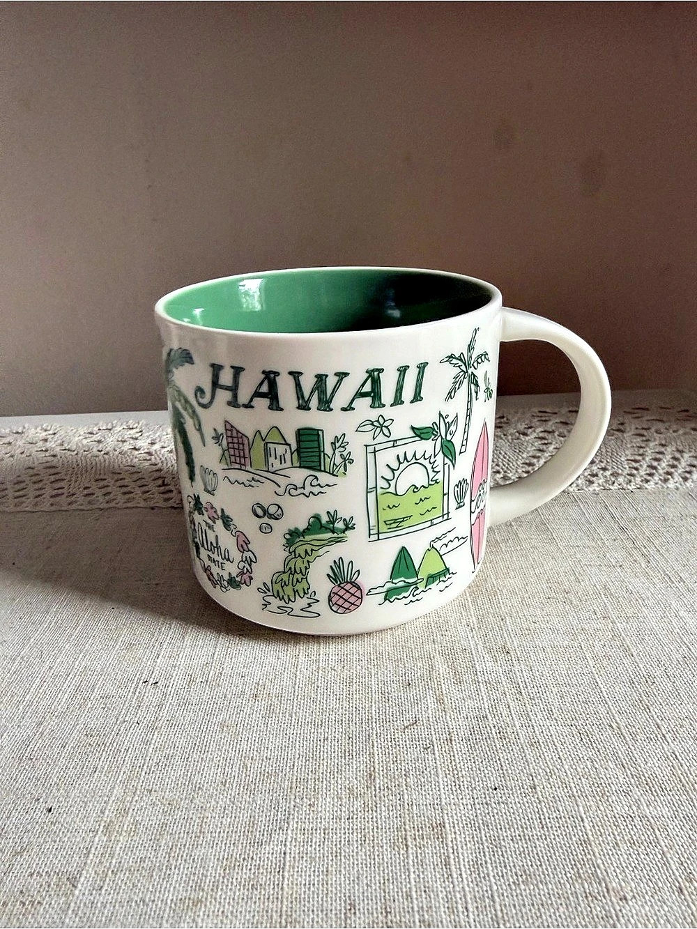 Starbucks Been There Series Hawaii Coffee Tea Mug Cup green 140z New
